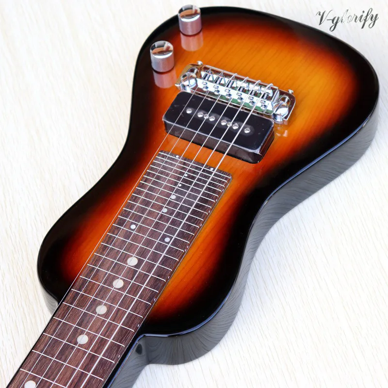 Sunburst farba fretless s pražec line havajské elektrická gitara Americký Swamp Ash tela, krku cez mini electric guitarra