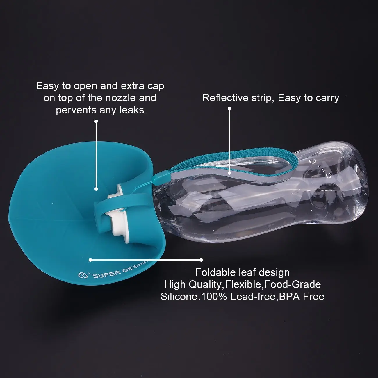 Super Dizajn SuperDesign Prenosné Pet Cestovné Rozšíriteľná Silikónová Fľaša Na Vodu Dávkovač