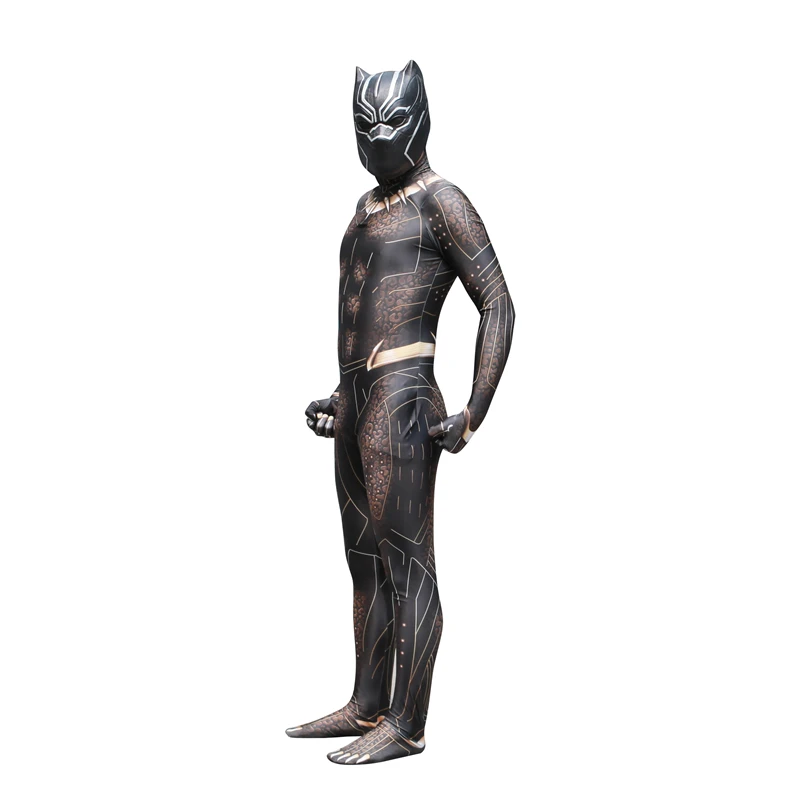 Superhrdina Film T'Challa Erik Killmonger Zlato Jaguar Cosplay Kostým Jumpsuit Fantázie Zentai Maska