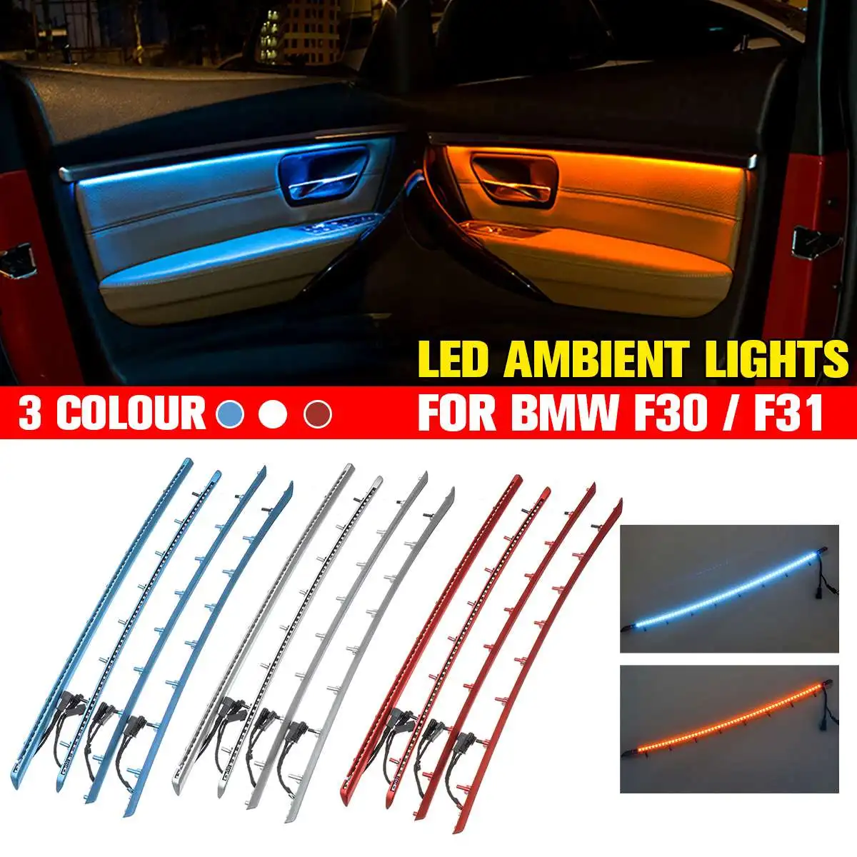 Svetelné LED Okolitej atmosféry Lampa Nastaviť Led Okolia Uhlíkových Vlákien Auto Interiérové Dvere Panel Dekoratívne Svetlo Pre BMW F30/F31