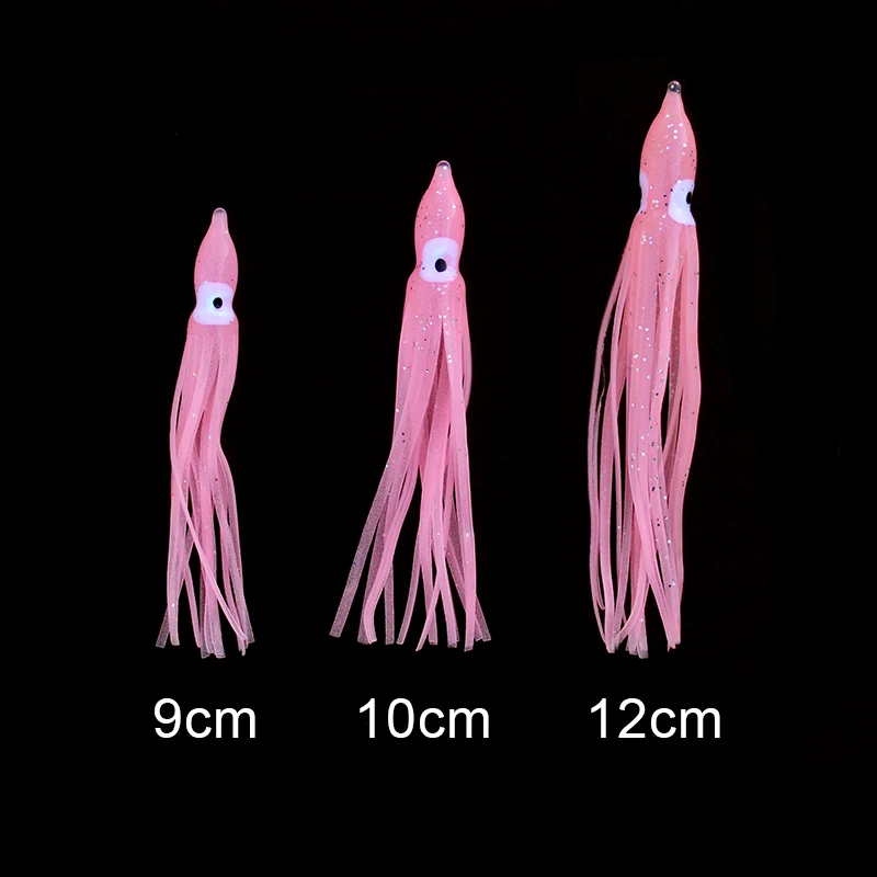 Svetelný Octopus Sukne Láka 65pcs/veľa Morský Rybolov Trolling Rozprašovače Lákať Mäkkej Gumy Prípravok Svietiť Octopus Návnadu 9 cm/10 cm/12 cm