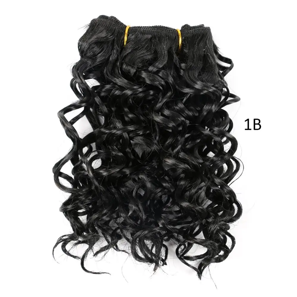 Syntetické Vlasy Ombre Hair Zväzky Kinky Afro Kučeravé Vlasy, 8 Palcový Krátke Syntetické Vlasy Tkanie Afro Pletenie Jerry Curl Rozšírenie