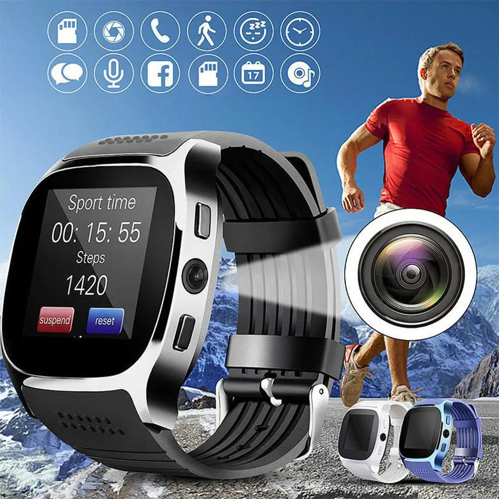 T8 Bluetooth Smart Hodinky Muži Ženy S Kamerou Podporu SIM TF Karty Krokomer Hovor Šport Smartwatch pre Android Telefónu PK Q18 DZ09
