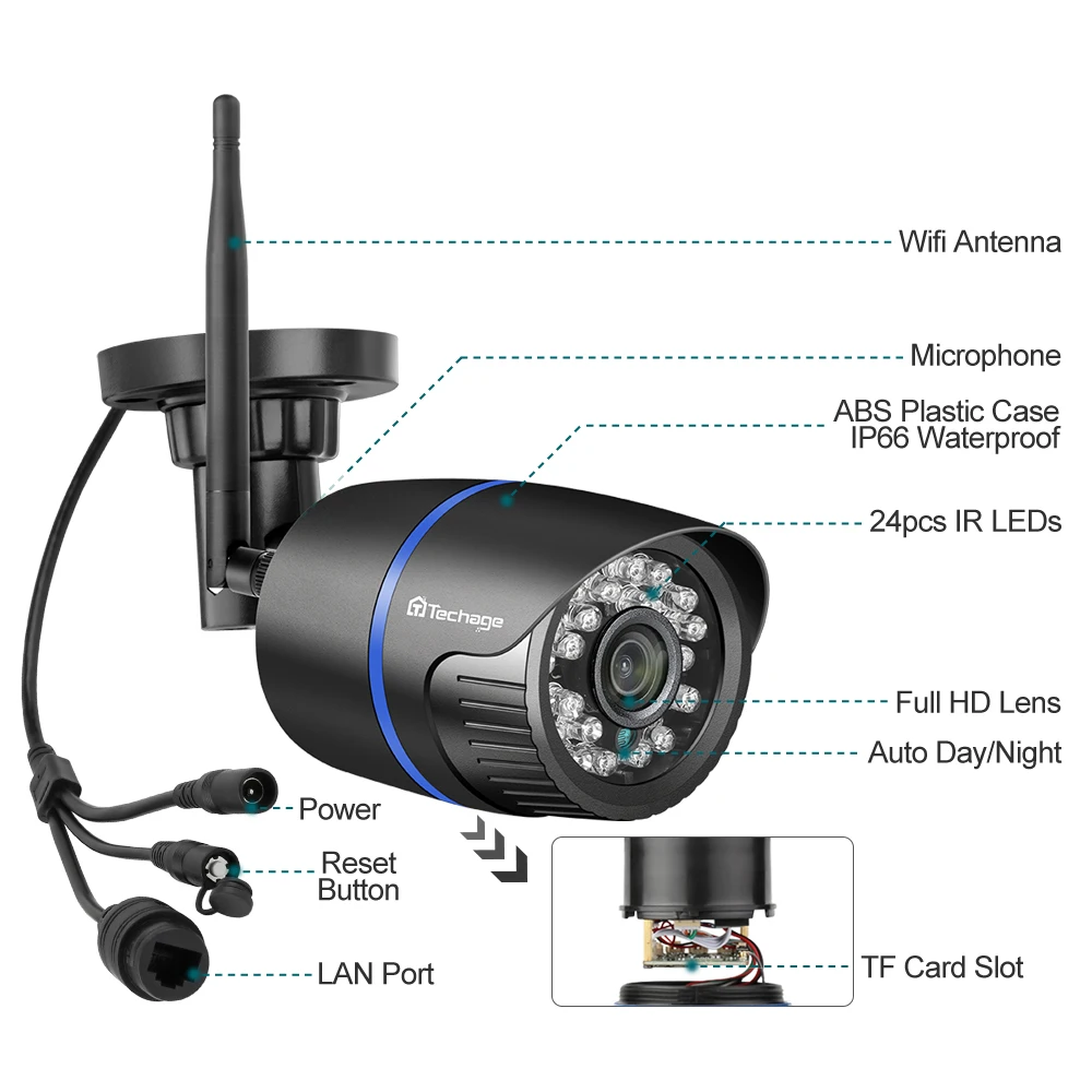Techage 1080P Bezdrôtové IP Kamery Domáce WiFi Bezpečnostné Kamery Vnútorné Baby Monitor Vonkajšie Nepremokavé Dohľadu obojsmerné Audio