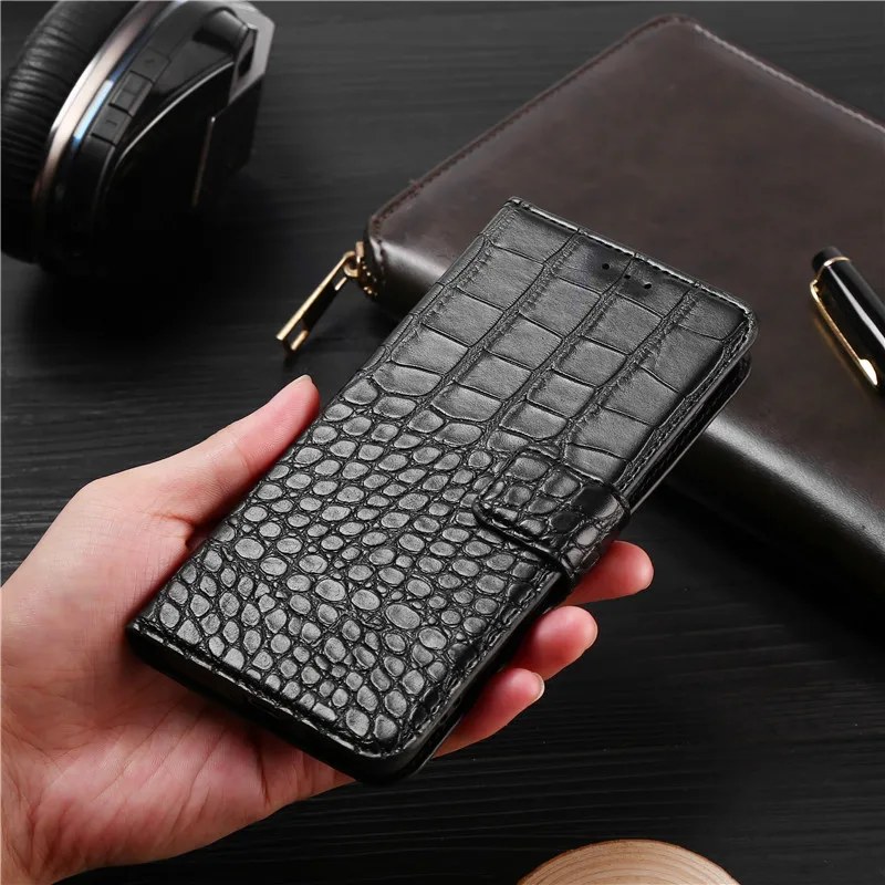 Telefón puzdro na Huawei Honor 7A Pro / 7A Prime Prípade Peňaženky Krokodíla Textúry Kože Knihy Dizajn Telefónu Coque Capa S Popruh