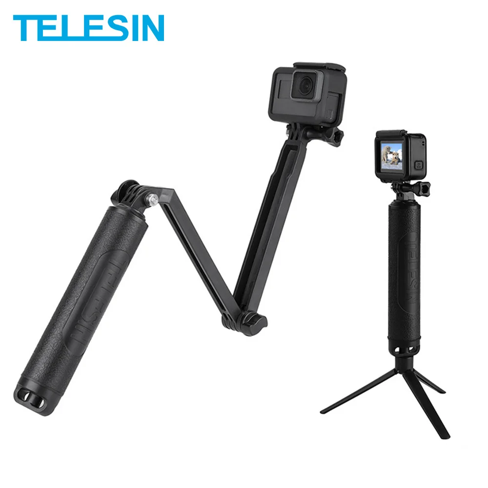 TELESIN Vodotesná, 3-Pásmový Rukoväte Selfie Stick 2 v 1, Plávajúce Grip Monopod + Statív pre GoPro Xiao YI SJCAM DJI Osmo Akcia