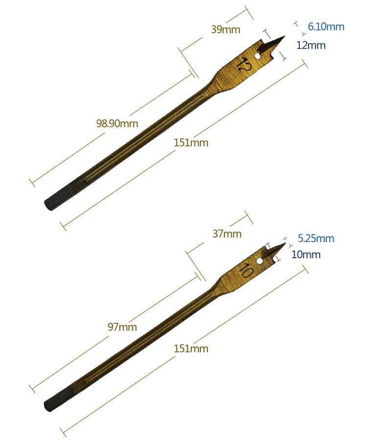 Titán potiahnutý šesťhranný driek bit vrtáka náradie otvor videl 10,12,16,18,20,25mm6 kusov, nastaviť