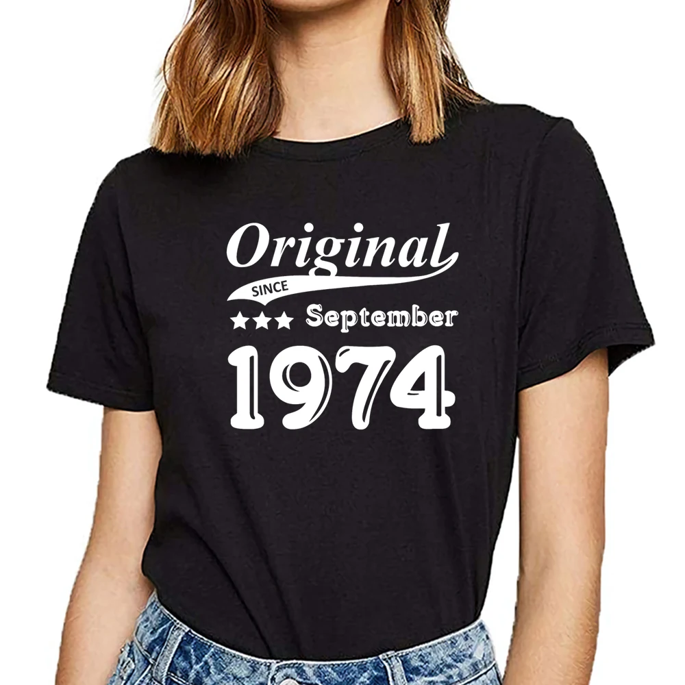 Topy T Shirt Ženy originál od septembra 1974 Bežné Black Vlastná Žena Tričko y2k estetické košele ženy harajuku