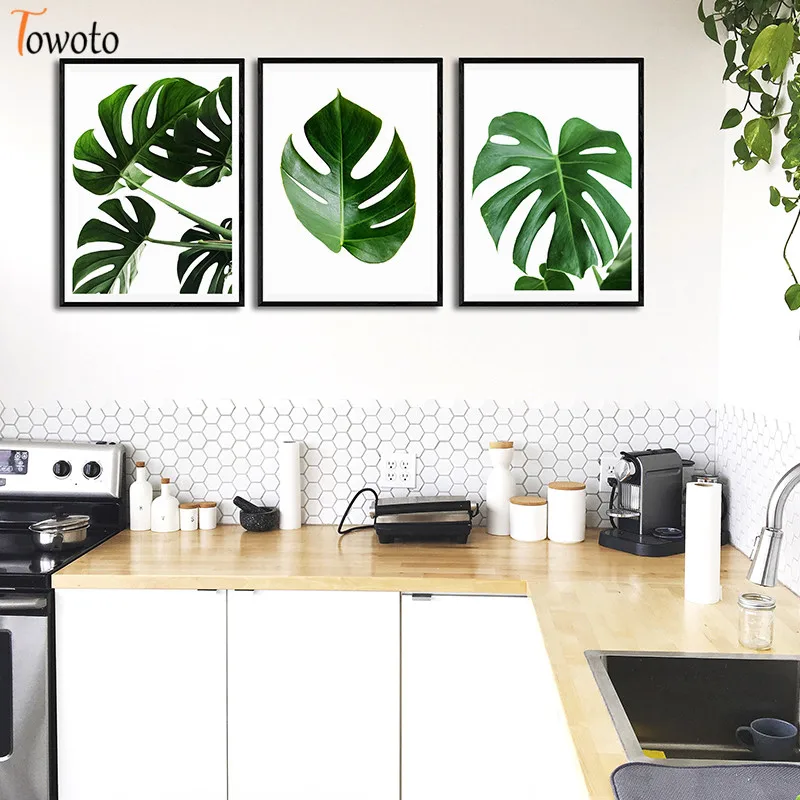 Tropické Leaf Plátno Na Maľovanie Monstera Listy, Plagáty, Zelená Botanická Vytlačí Minimalistický Dekorácie, Obrázky, Kuchynské Nástenné Dekor