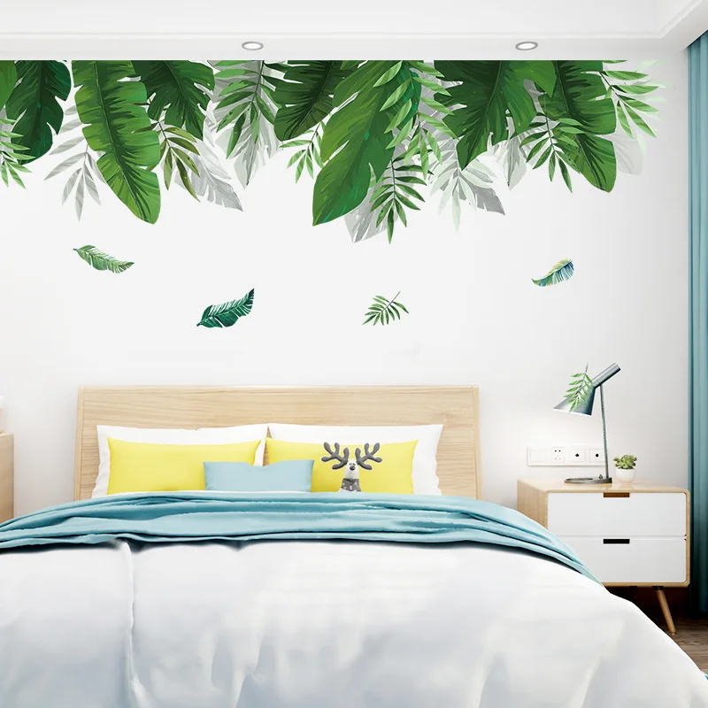 Tropické rastliny Banán leaf Samolepky na Stenu pre Obývacia izba, Spálňa Eco-friendly Vinyl Stenu Umenie, nástenné Maľby Plagát Domova