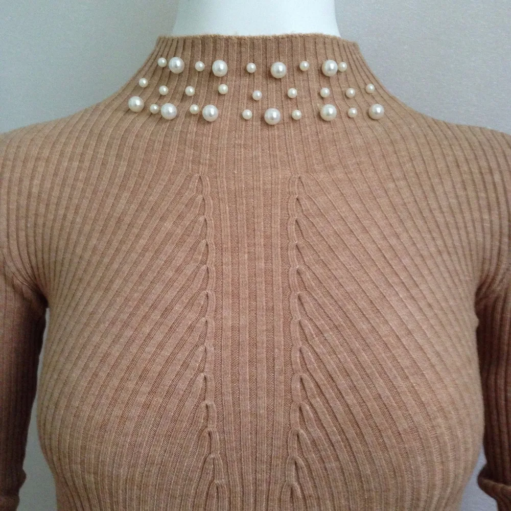 Turtleneck ženy nechtov perličiek vykresliť bez podšívky horný odev sveter kultivovať jeden morálky šaty pletenie žena temperament