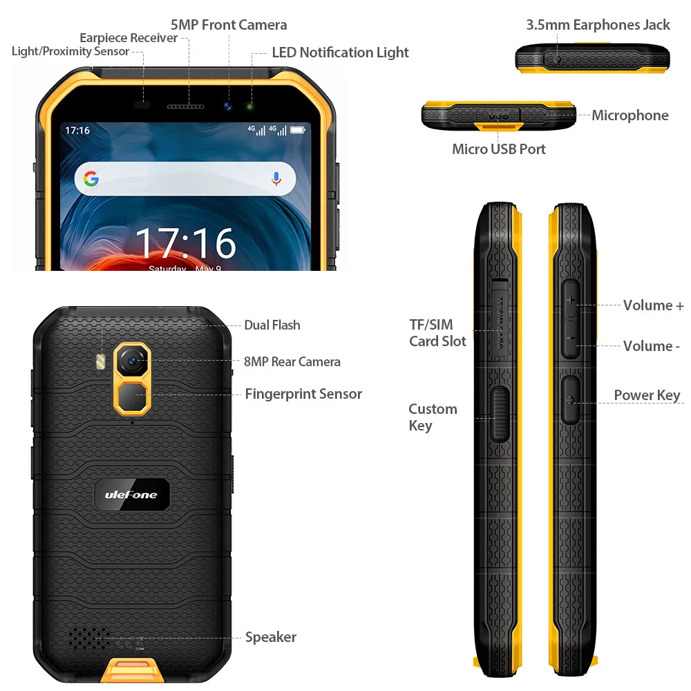 Ulefone Brnenie X7 Pro Android 10 Smartphone 4 GB 32 GB 4000mAh IP68 Vodotesný Mobilný Telefón Bluetooth 5.0 NFC 4G LTE Robustný Telefóny
