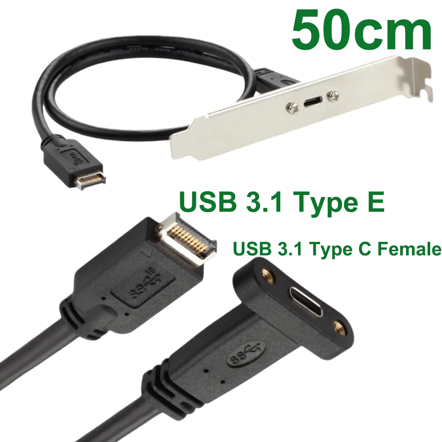 USB 3.1 Zadajte E PCI-E Prednom Paneli Hlavička na USB 3.1 Typ C Ženské Gen 2 Predlžovací Kábel s Profilom Držiak Panel Namontujte Skrutku