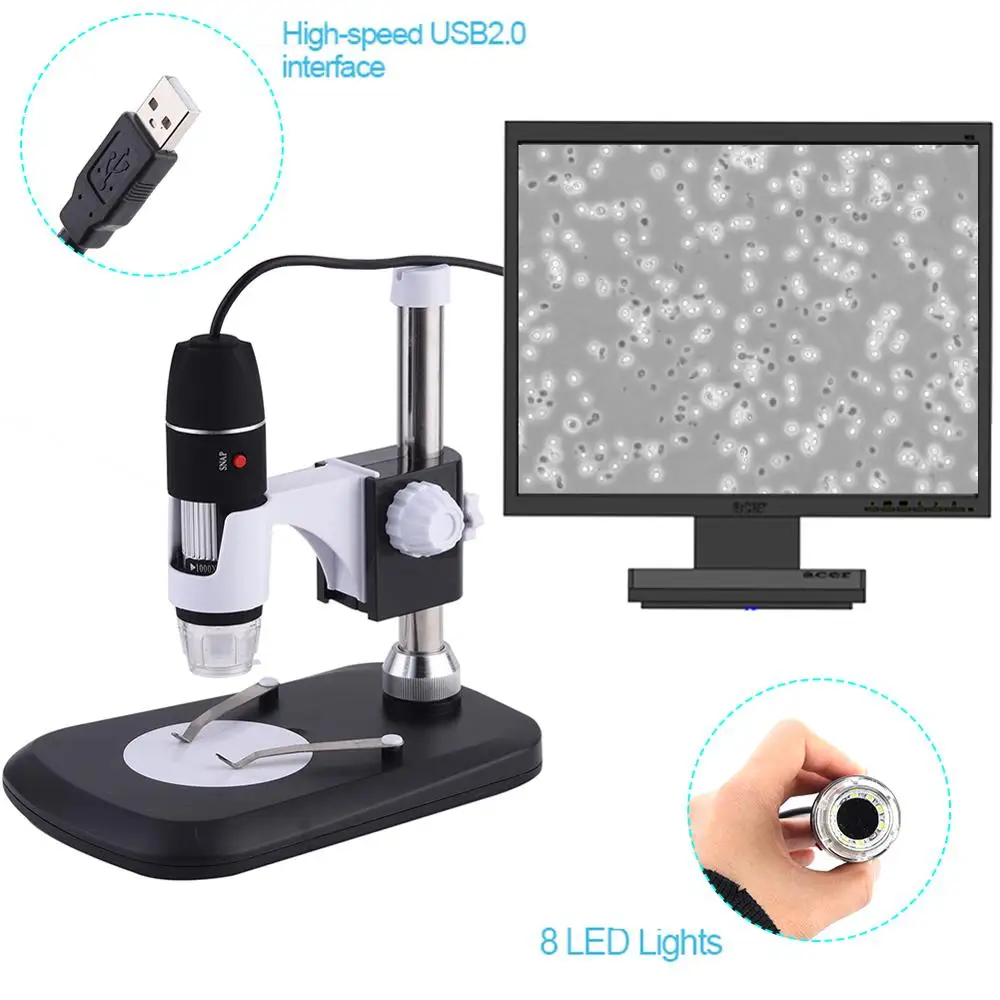USB elektrónový mikroskop čierna s stojanu