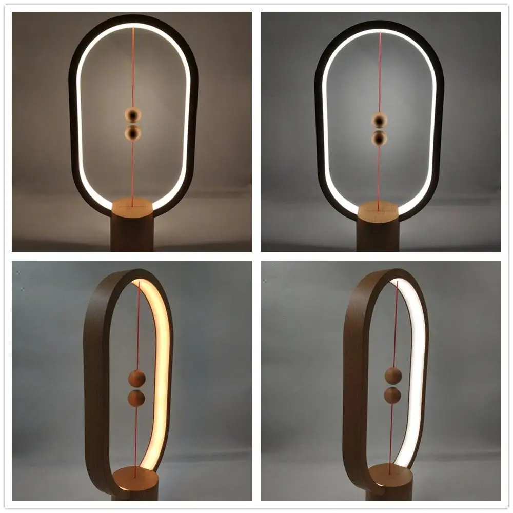 USB Nabíjateľné HENGPRO Rovnováhu LED stolná Lampa Elipsy Magnetické Mid-air Spínač, Dotknite sa Stmievanie Nočné Svetlo Domova