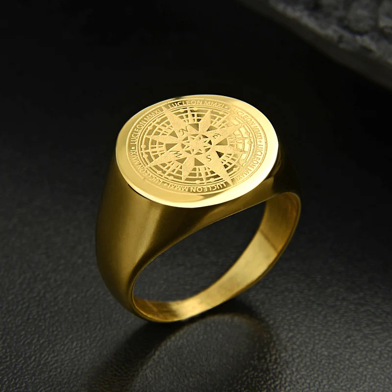 Valily Šperky Pánske Krúžok Jednoduchý Dizajn Kompasu Zlato z Nehrdzavejúcej Ocele módne Black Band Prstene Pre Ženy, Mužov Navigator Krúžky