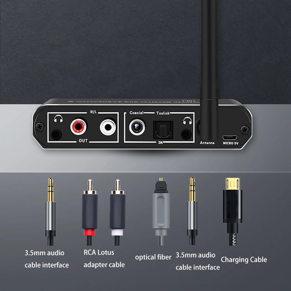 VAORLO DAC Digitálneho na Analógový Audio Prevodník 3.5 MM AUX Koaxiálnych Optických vlákien Bluetooth 5.0 Audio Prijímač, Vysielač Za TV PC