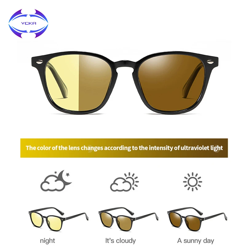 VCKA Inteligentné Photochromic Polarizované slnečné Okuliare Muži Ženy Deň Nočné Videnie Jazdy UV400 Chameleon Zafarbenie Slnečné Okuliare