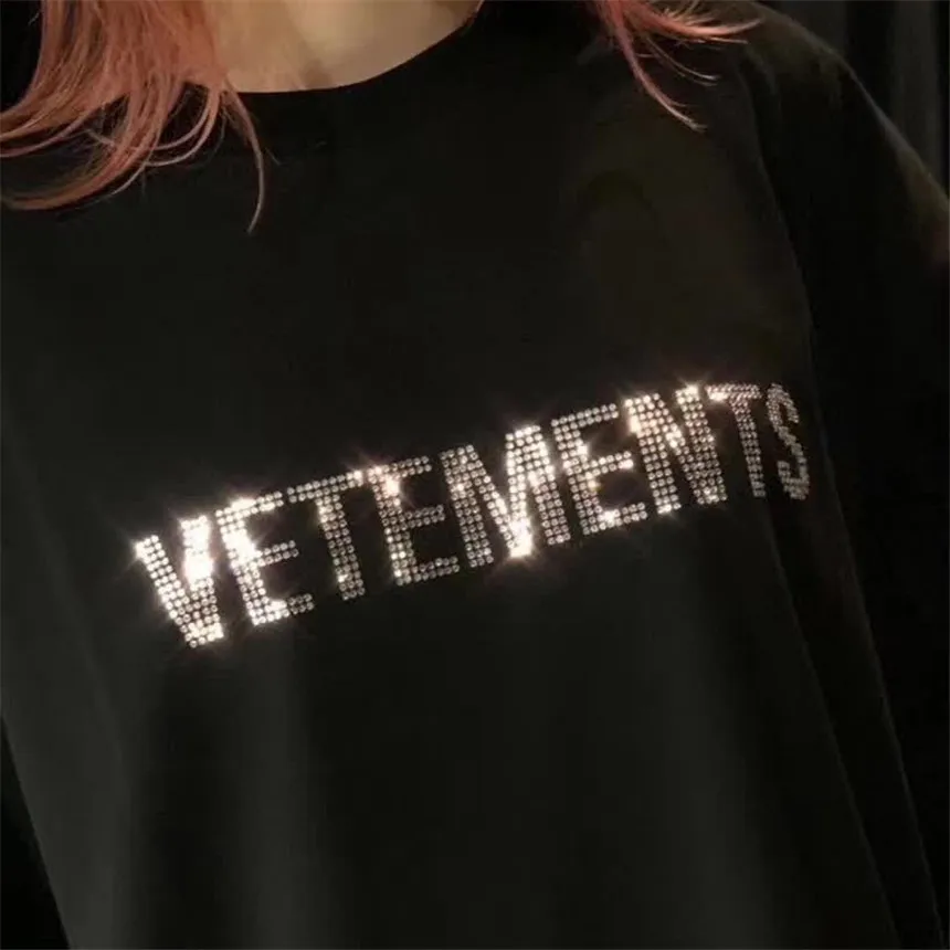 Vetements Bling T-shirts 2021 Muži Ženy Flash vŕtanie mozaiky VETEMENTS ČAJ Vysokej Kvality 1;1 štítok VTM T-shirts VTM Topy