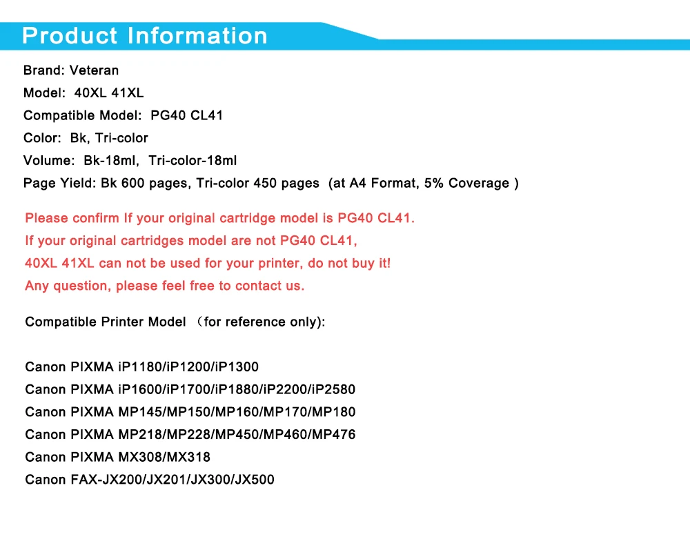 Veterán Kompatibilné PG40 CL41 atramentové kazety pre Canon PG-40 pg 40 cl 41 PIXMA iP1800 iP1200 iP1900 iP1600 MX300 MX310 MP160 MP150