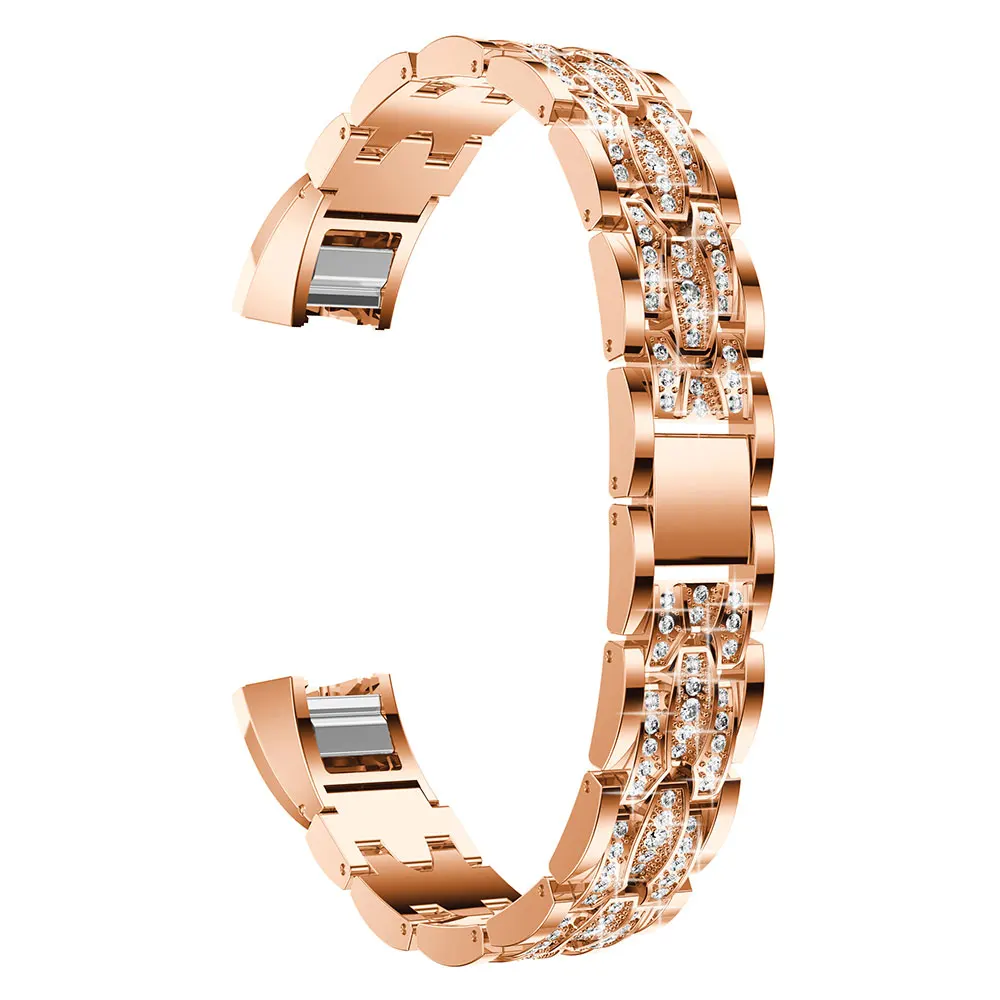 Veľkoobchod Crystal Nehrdzavejúcej Ocele Pásma Popruh Diamond potítka watchband Pre Fitbit alta alta HR náramok náramok smartwatch