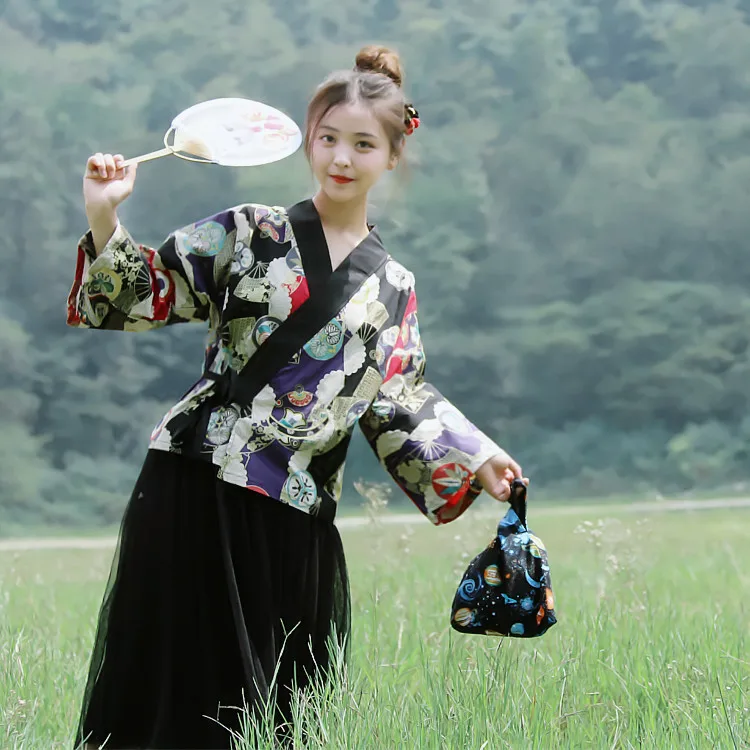 Veľkosť 23*31 cm Ženy Japonské Kimono Yukata Kabelka Kozmetická Taška Mini Kabelku Kvetinový Vedro Vrece Tradičné cosplay Kostýmy H9018