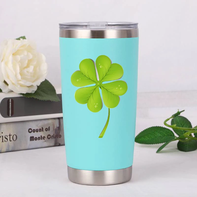 Veľké zelené flowerdouble stenu z nehrdzavejúcej ocele, hrnček cup fľašu s vodou auto pohár zelený kvet tlače loga hrnček
