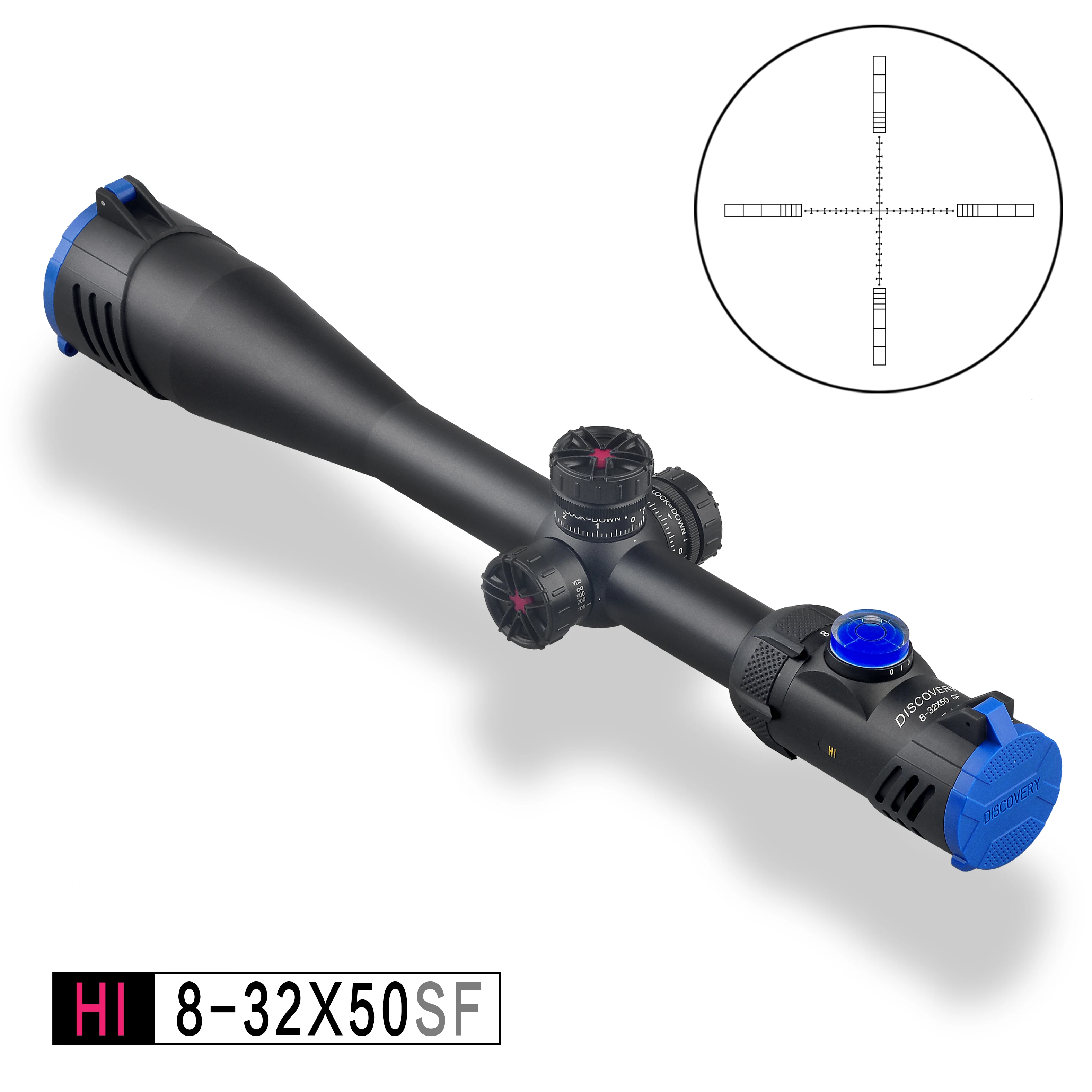Veľké Zväčšenie Odbory Objav AHOJ 8-32X50SF a Osvetlené SFIR Riflescopes Dlhé vzdialenosti, Streľba s Bubble Level Indikátor