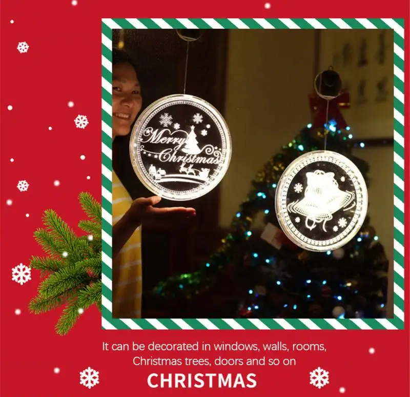 Vianočné Okno Bulík Čítanie Rozprávky Teplé Biele Závesné Svetlo Bell Elk Vianočný Strom Snowflake Prihlásiť Dizajn Batérie Nový Rok LED Lampa