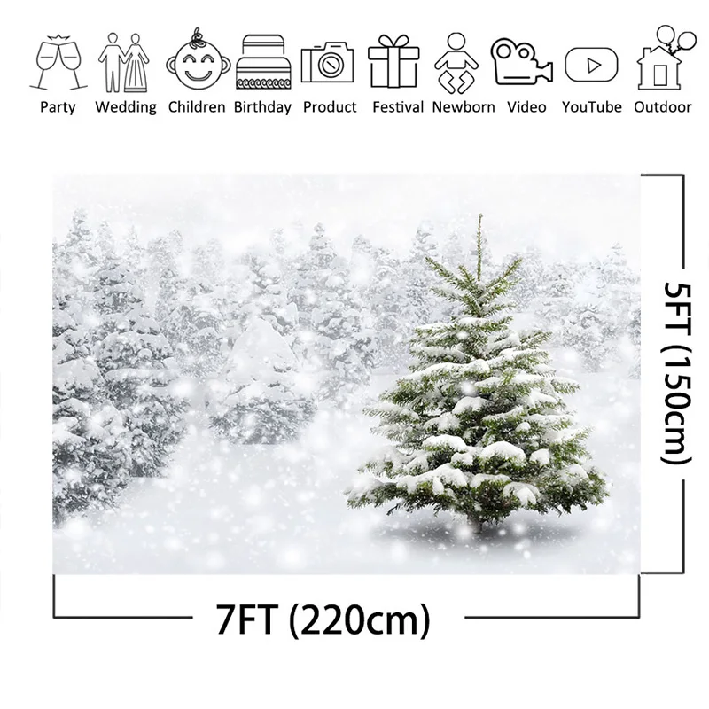 Vianočné Pozadie pre Fotografovanie Lesa Vianočný Stromček, Sneh Pôdy Scenérie v Pozadí Vianočné banner dekorácie pre Foto Prop