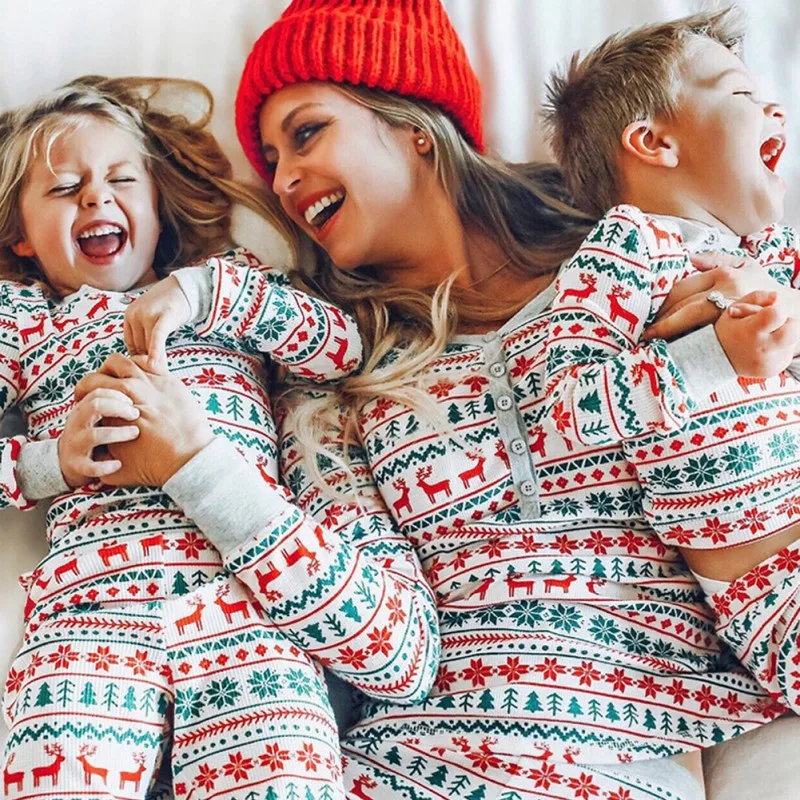 Vianočné Rodiny Vyhovovali Rodič Dieťaťa Pyžamo Set Oblečenia Domáce Oblečenie Bavlny, Mäkké Dve Kus Nohavice Vyhovovali Pijamas Xmas Party Sleepwear