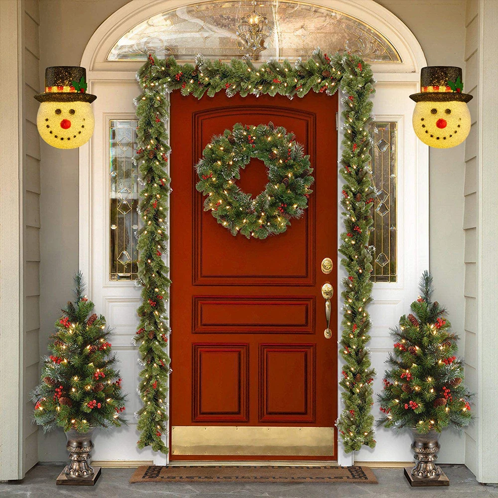 Vianočné snehuliak dekorácie tienidlo dverí visí snehuliaka hlavu tienidlo dverí visí Vianočné vonkajšie verandu ozdoby
