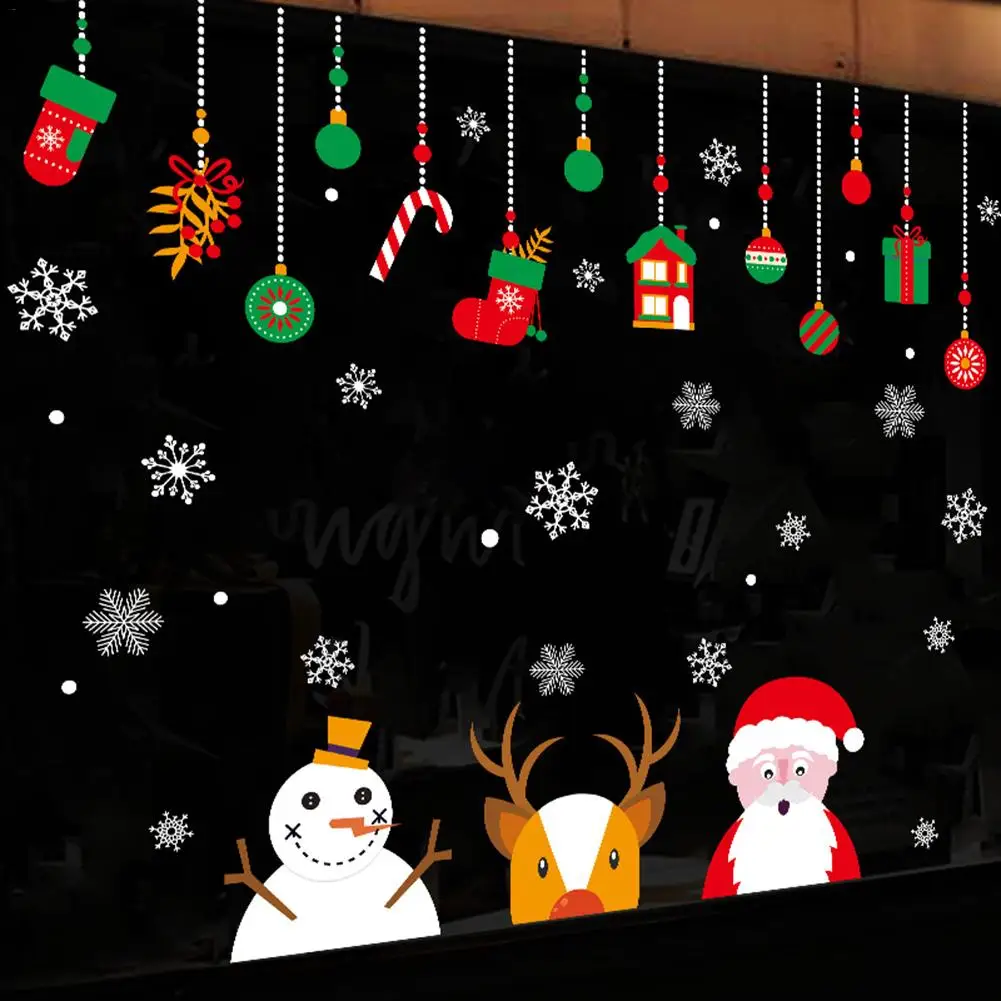 Vianočné Snehuliak Santa Claus Jeleň Hlavu dekoráciami samolepiace Obývacia Izba, Spálňa Stenu-Nálepky na Stenu Umenie Domova