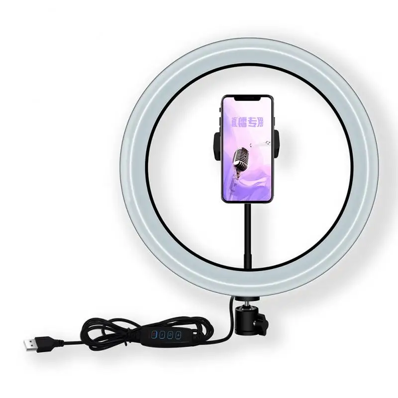 Video Svetlo Stmievateľné LED Selfie Krúžok Svetlo USB Krúžok Lampa Fotografie Svetlo S Držiaka Telefónu 12W/10 Palcov Pre make-up Youtube