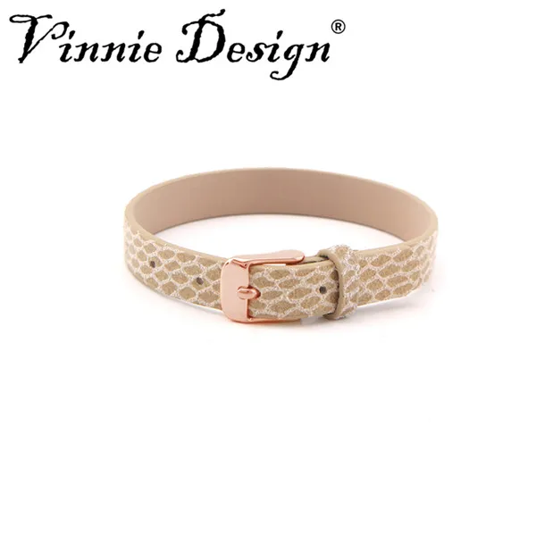 Vinnie Dizajn Šperky 21 cm pravá Koža Chovateľ Náramky s Rose Gold, Pracka pre 10 mm List Charms 10pcs/veľa Veľkoobchod