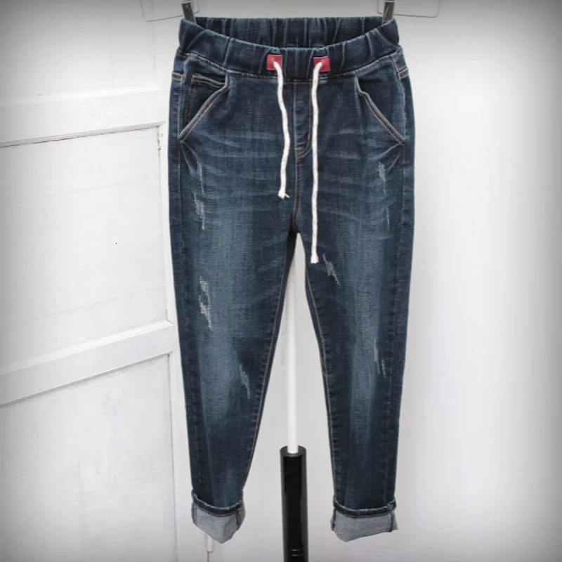 Vintage Vysoký Pás Džínsy Žena 2020 Jar Jeseň Fashion Jeans Pre Ženy Čierna Denim Nohavice Ženské Nohavice Plus Veľkosti XXL-5XL