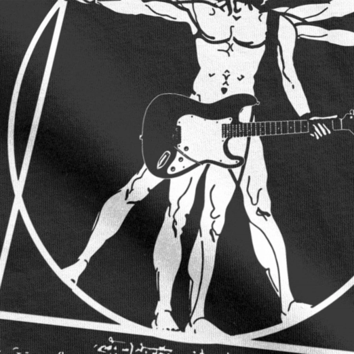 Vitruvian Man hra Na Gitaru pánske Tričko Da Vinci Gitarista Leonardo Zábavné Tee Tričko Bavlna Topy T Tričko