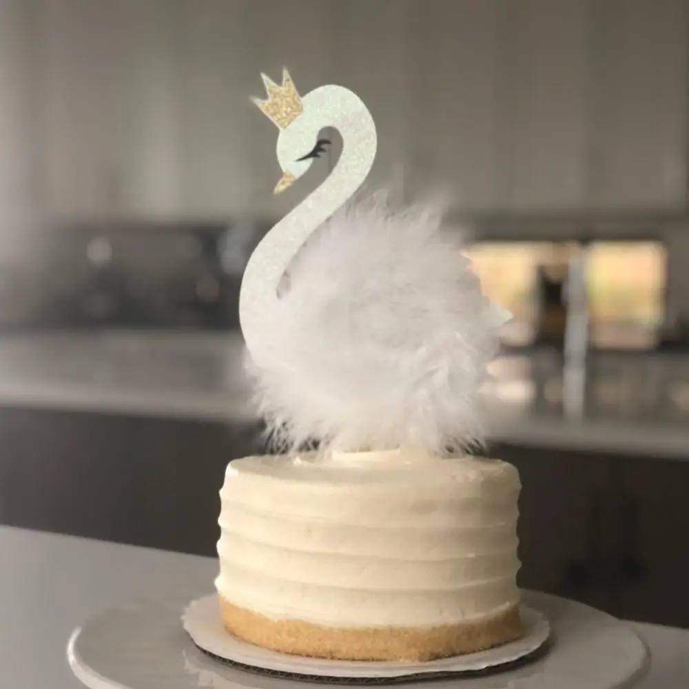 Vlastné lesk Swan Tortu Vňaťou Narodeniny Dieťa Sprcha Tortu Vňaťou| Labutie Jazero Dekorácie| Swan Princess cupcake vňaťou slamky