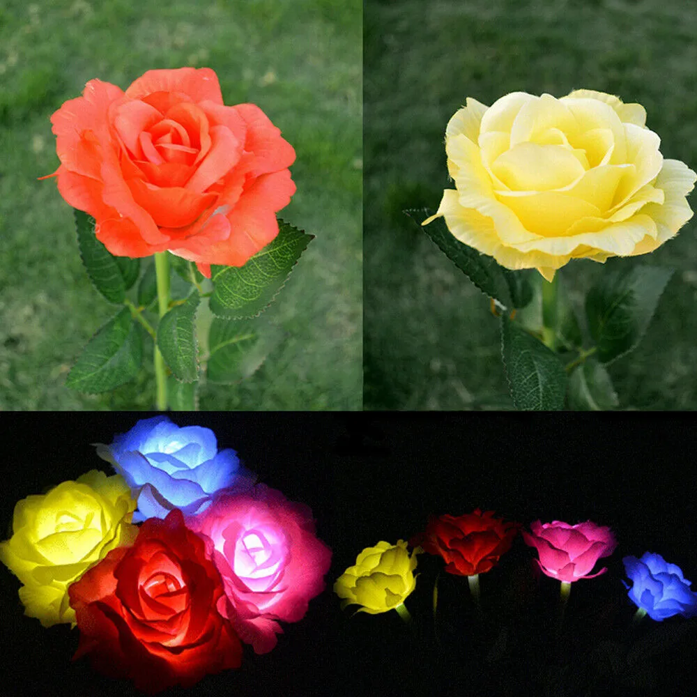 Vonkajšie Solárne Ruže Kvet LED Svetlo, Záhrada Dvore Trávnik Krajiny Lampa Dekor
