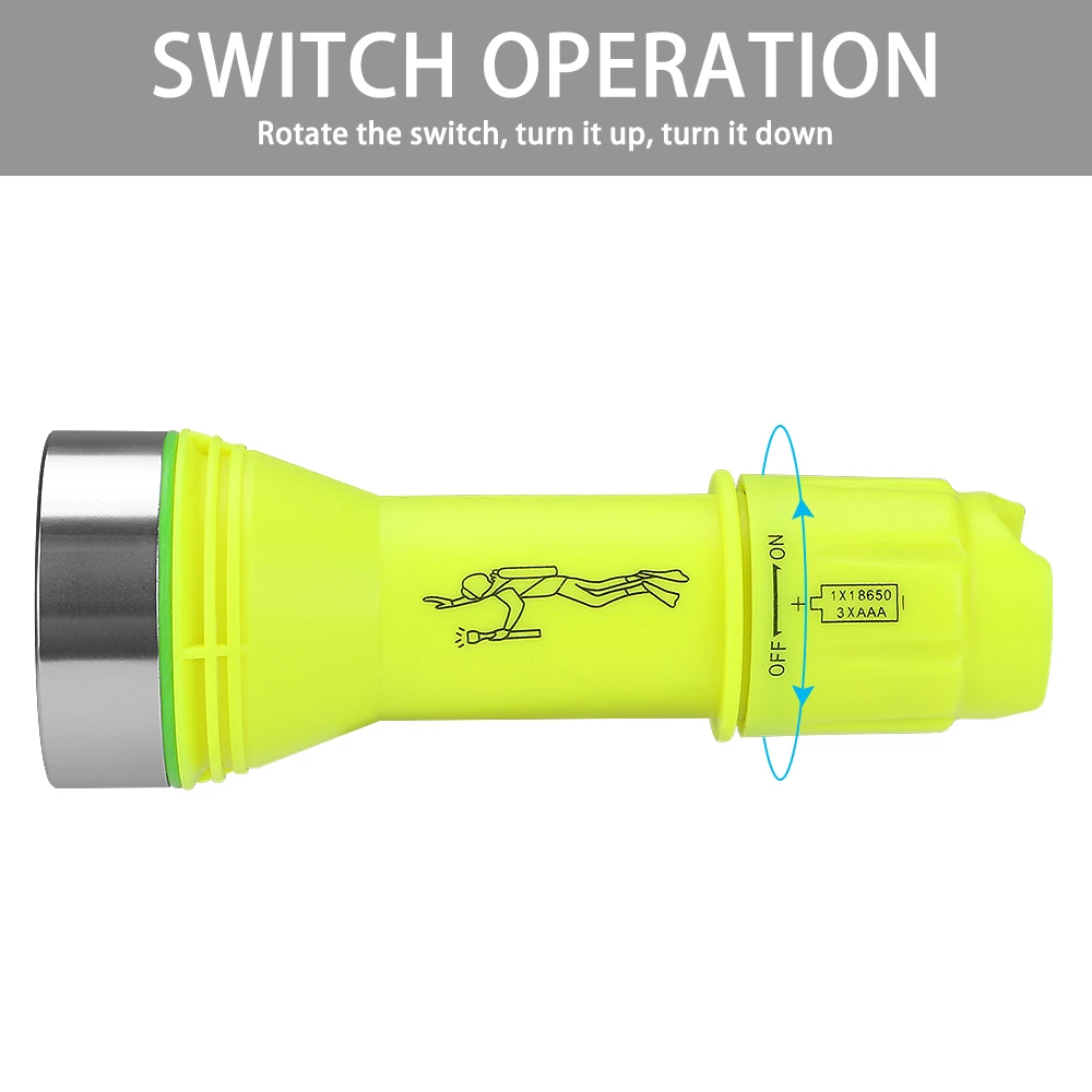 Vysokokvalitné Mini XML-T6 LED Vodotesný Podmorské Potápanie Potápanie Baterka Pochodeň Svetla Lampy, Potápanie