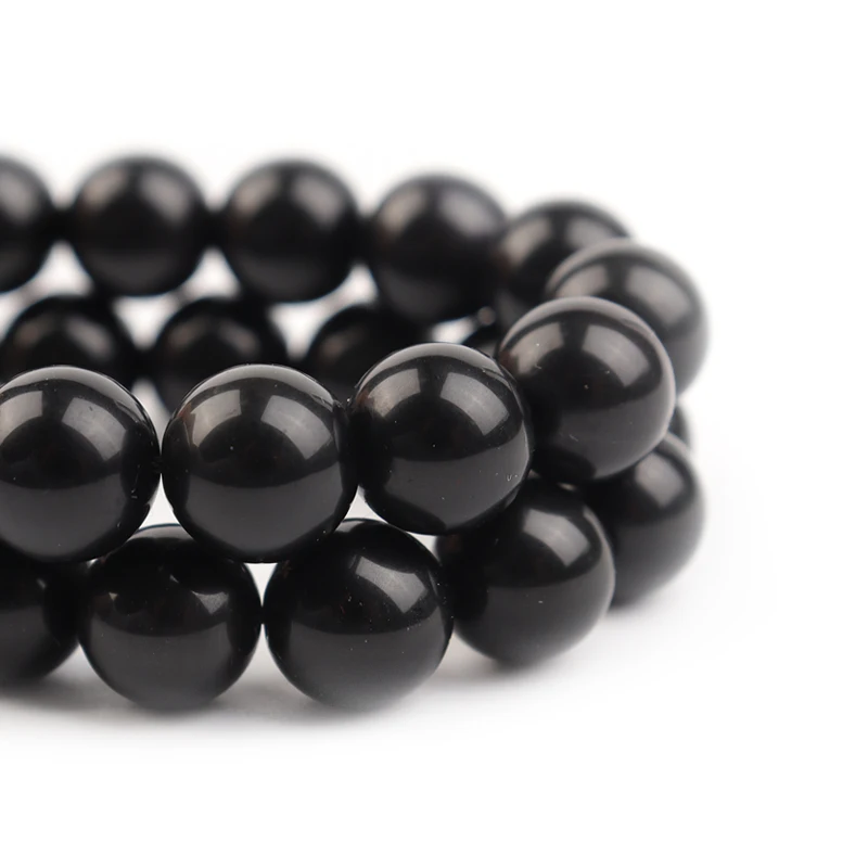 Vysoká Kvalita Obsidian Black Crystal Mesiac Kameň Okrúhle Korálky Pre Šperky, Takže Diy Náramok 6/8/10 mm