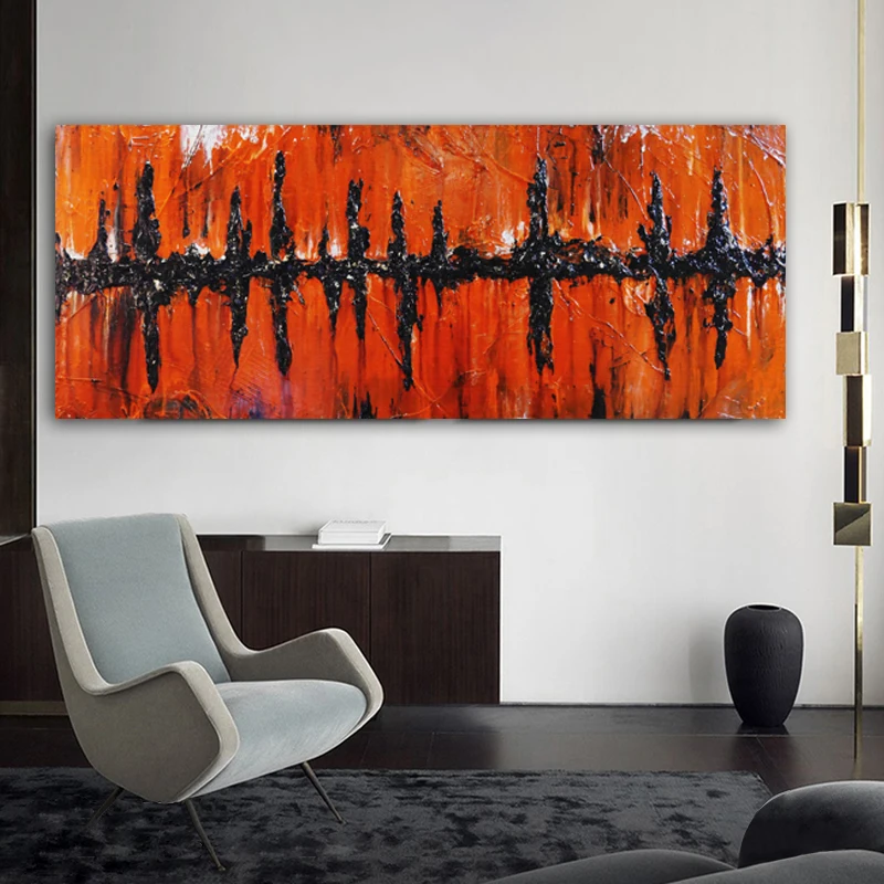 WANGART Veľké Veľkosti orange abstraktné maľovať Steny Art Obrazy na Plátne Maľby, Tlače, Plagát, olejomaľba Obývacia Izba Domova