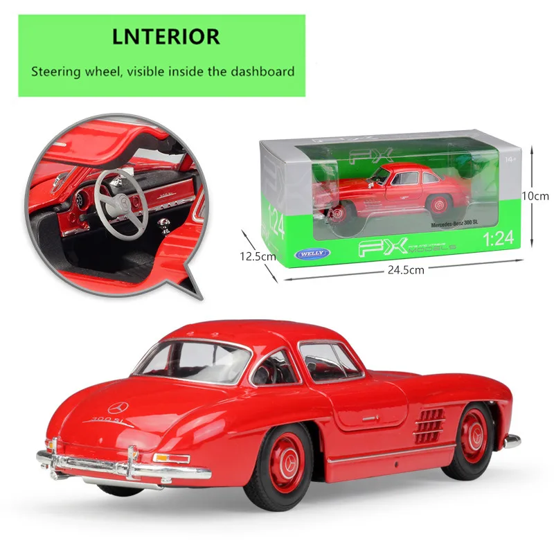 WELL 1:24 značky Mercedes 300SL simulácia zliatiny model auta, remeslá dekorácie zbierku hračiek nástroje darček