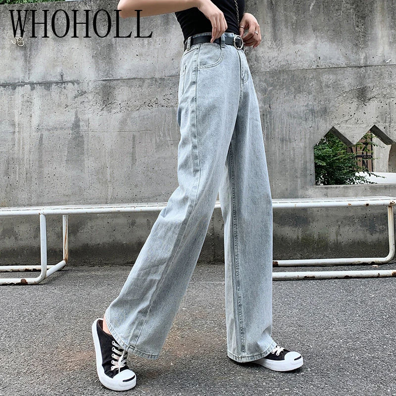 WHOHOLL 2020 Ženy Denim Vysoký Pás Veľká Veľkosť Jeans Širokú Nohu, Nohavice Vintage Neforemné Príležitostné Voľné Plnej Dĺžke Nohavice Retro Nohavice