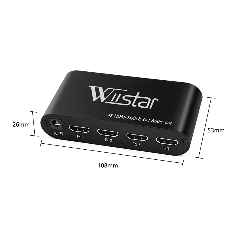 Wiistar HDMI Prepínač 4K 3 V 1 Z Optických 3,5 mm Audio Supprot AC3/DTS/Dolby Dekodér, Hdmi Audio Extractor Doprava Zadarmo