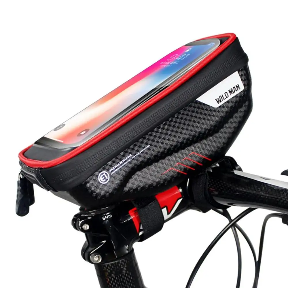 WILD MAN MTB, Road Bike Rainproof Taška Požičovňa Dotykový Displej Mobilného Telefónu Predný Rám Tašky Skladovanie Taška Kôš nové