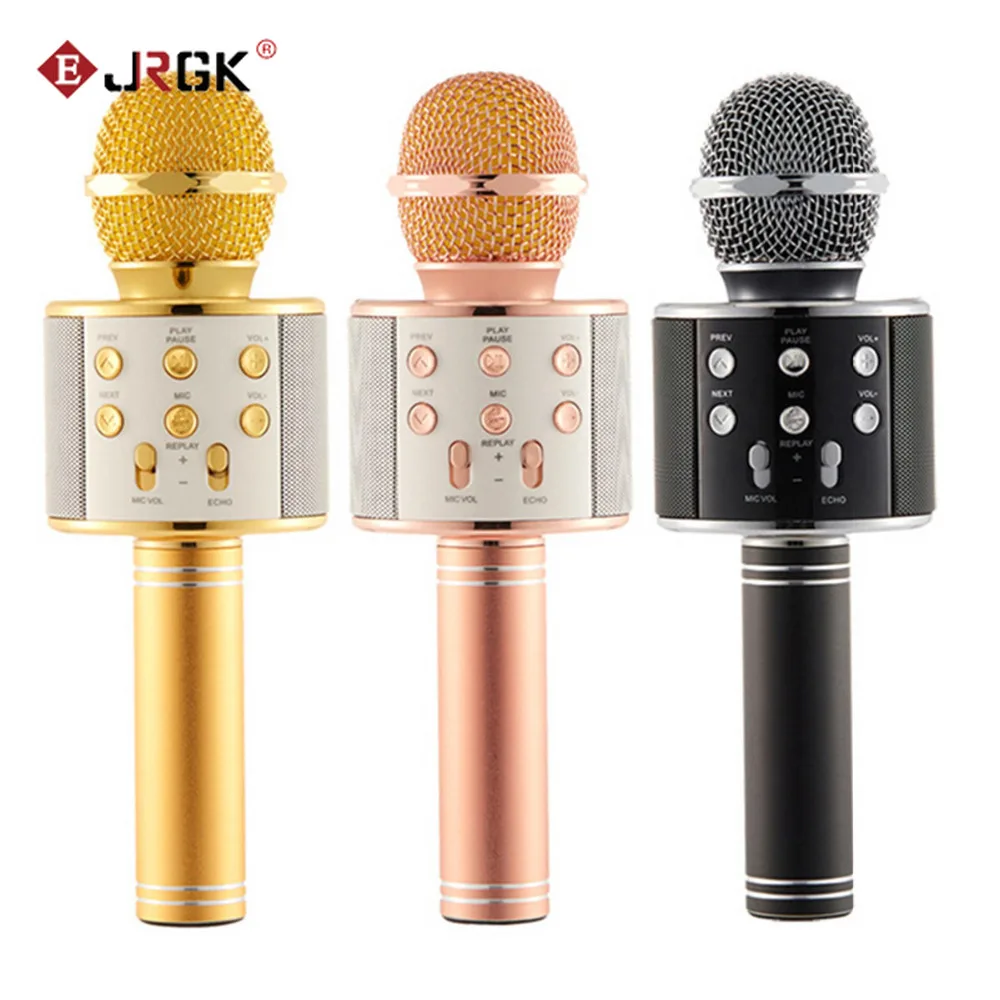 WS-858 Bezdrôtová Karaoke Ručný Mikrofón USB KTV Prehrávač, Bluetooth Mic Zosilňovač, Reproduktor Nahrávať Hudbu Mikrofóny