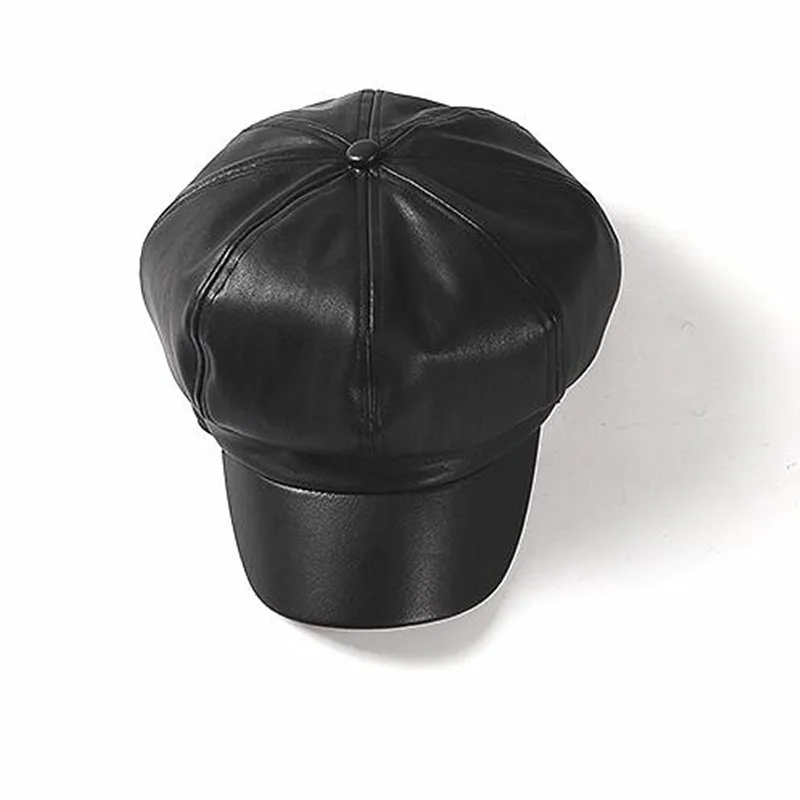 Xthree Jar auturn PU kožené dámske klobúk spp módne osemhranné klobúk s clonu dievča klobúk