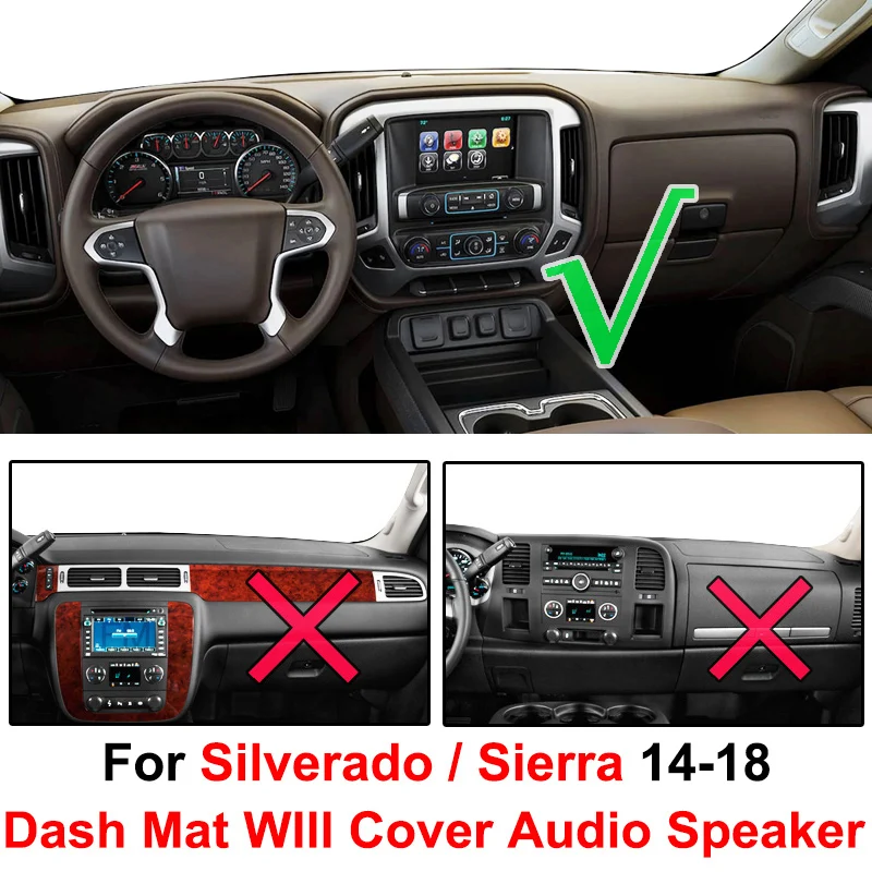 Xukey Dash Mat Dashmat Panel Kryt Slnečník Prístrojovej Doske Koberec Pre Chevrolet Silverado 1500 2500 3500 Sierra - 2018