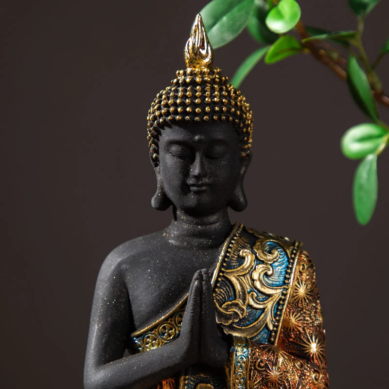 Y. DSHH Sochu Budhu v Thajsku Socha Budhu Zelená Živice Ručne Vyrobené Budhizmus Hinduistickej Fengshui Figúrka Meditácie Domova FX2